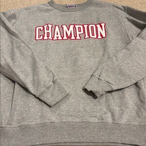 Champion Heather Gray Sweatshirt with Red Logo